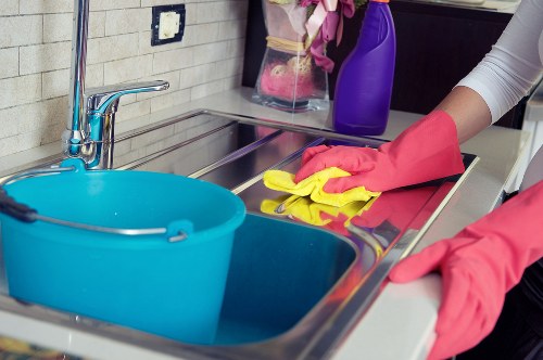 Deep cleaning equipment used on hard floors in a Chiswick property